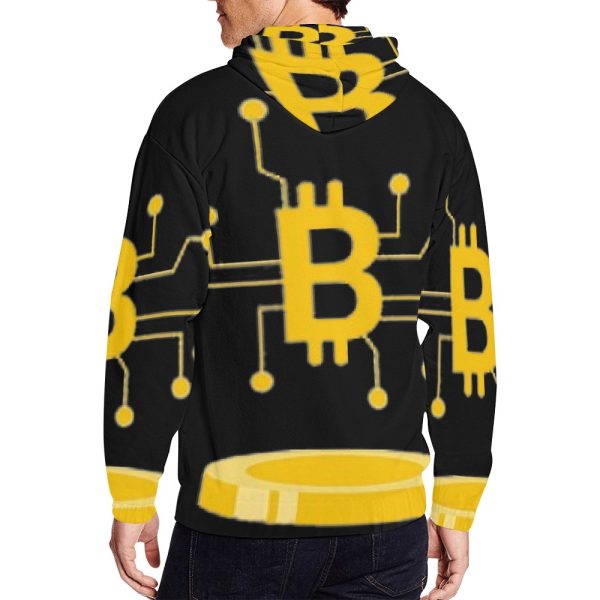 Bitcoin Jacket Men's All Over Print Full Zip Hoodie - Image 2