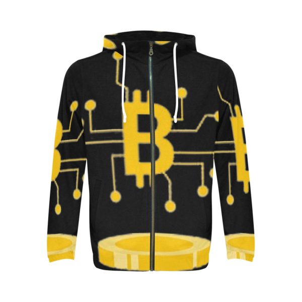 Bitcoin Jacket Men's All Over Print Full Zip Hoodie - Image 3