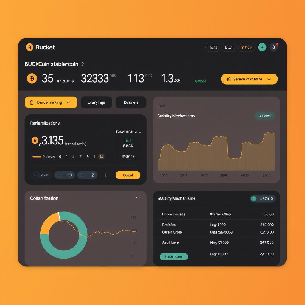 Bucket Protocol interface showing BUCK stablecoin minting dashboard