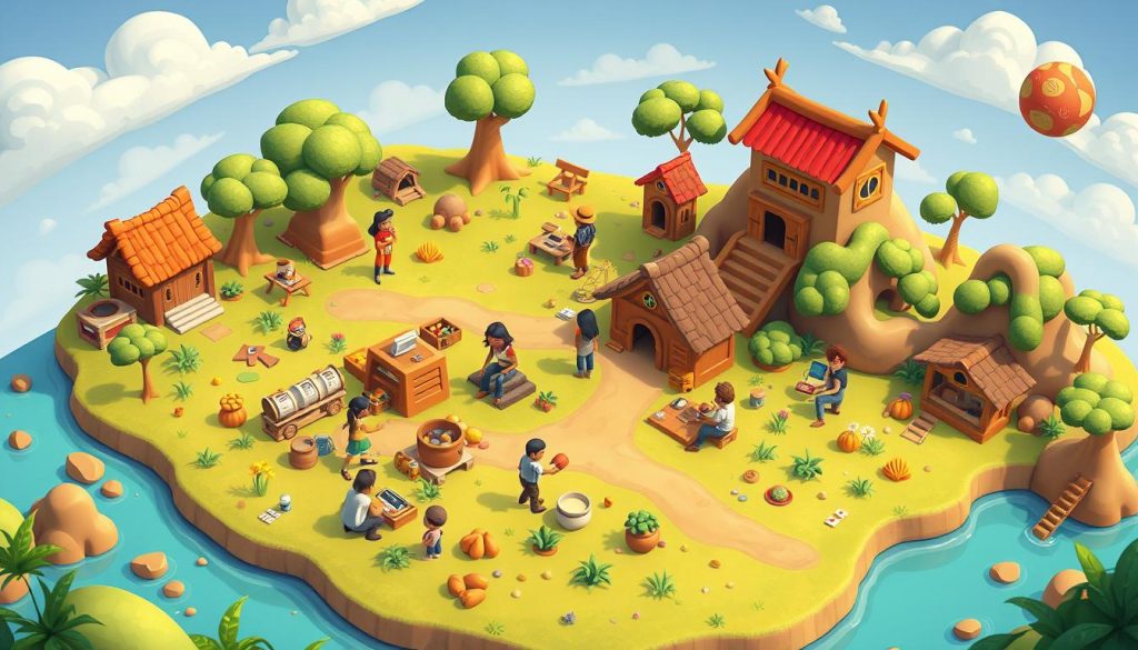 Community of Pawtato Land users collaborating and building within the virtual ecosystem