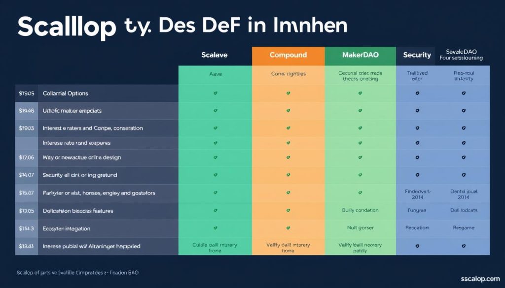 Comparison chart of Scallop vs other best DeFi lending platform options