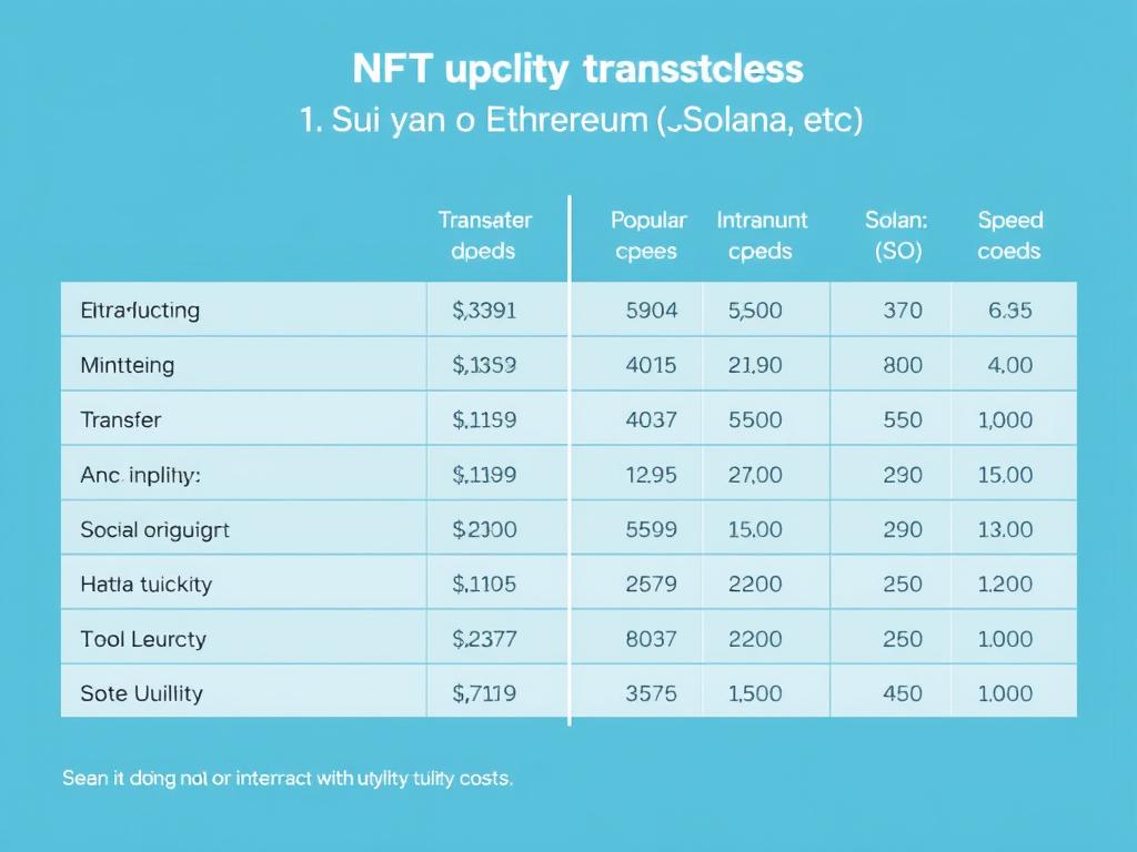 Comparison of transaction costs and speeds between Sui and other blockchains for NFT operations