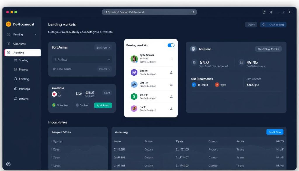 Scallop DeFi protocol dashboard after connecting wallet showing available options