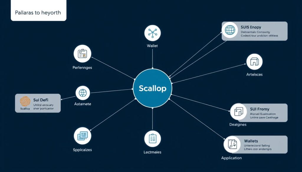 Scallop's integration with the Sui blockchain ecosystem showing the best DeFi lending platform connections