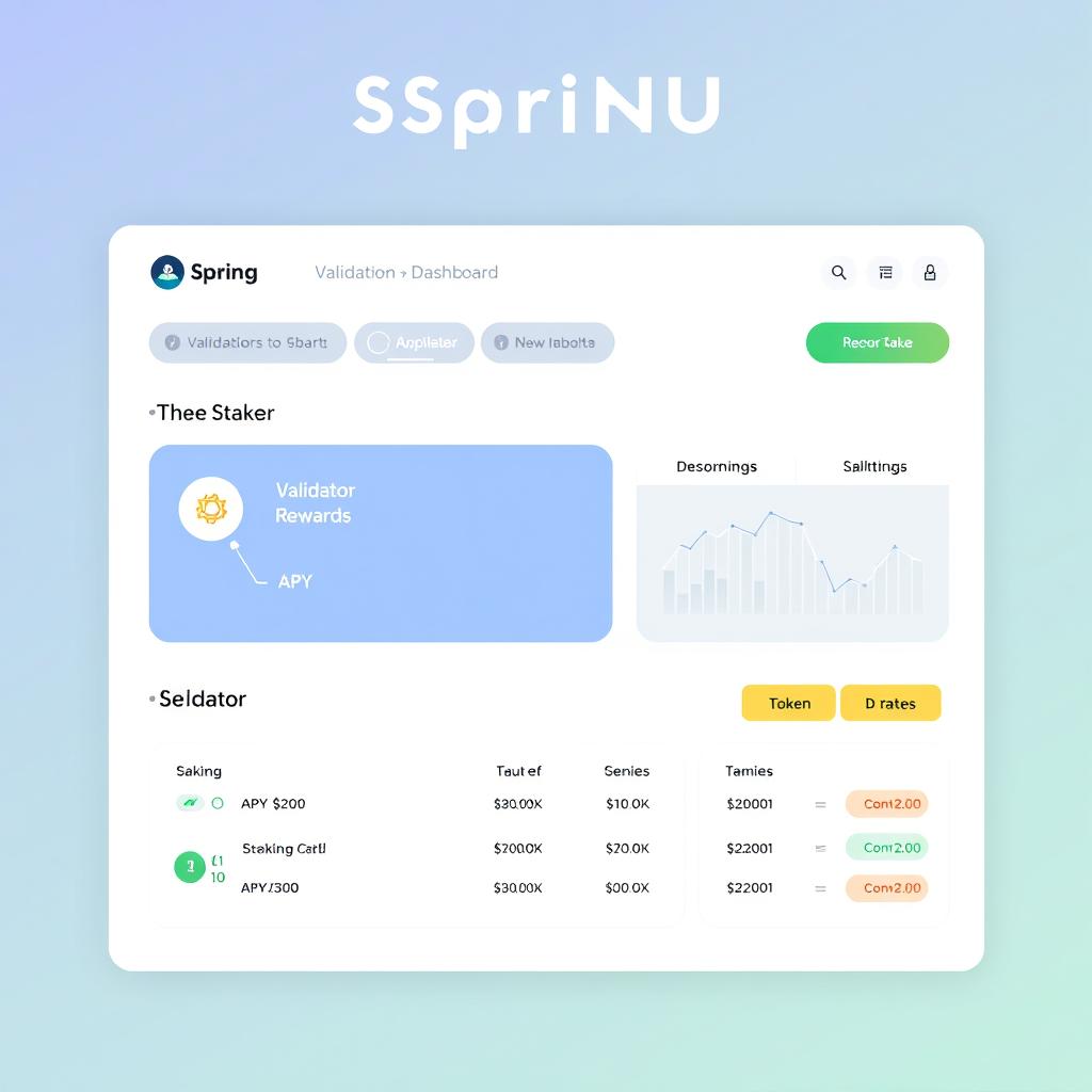 Spring Staked SUI (SSUI) staking interface showing rewards and validators