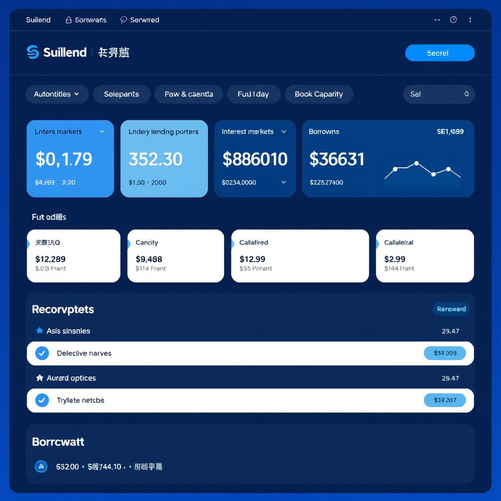 Suilend lending protocol dashboard showing interest rates and collateral options