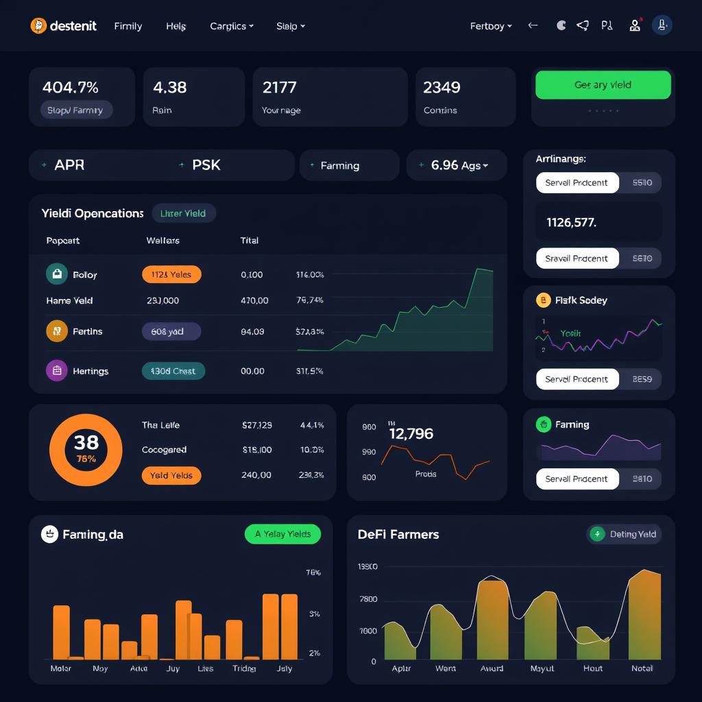Yield farming dashboard showing various investment opportunities and APY rates