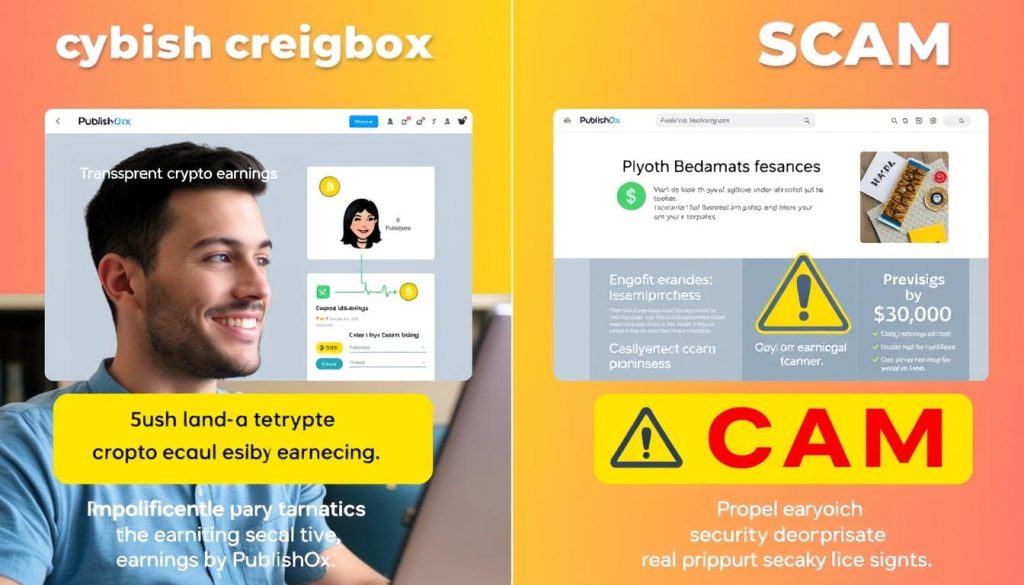 Comparison between legitimate crypto earning platforms and scams