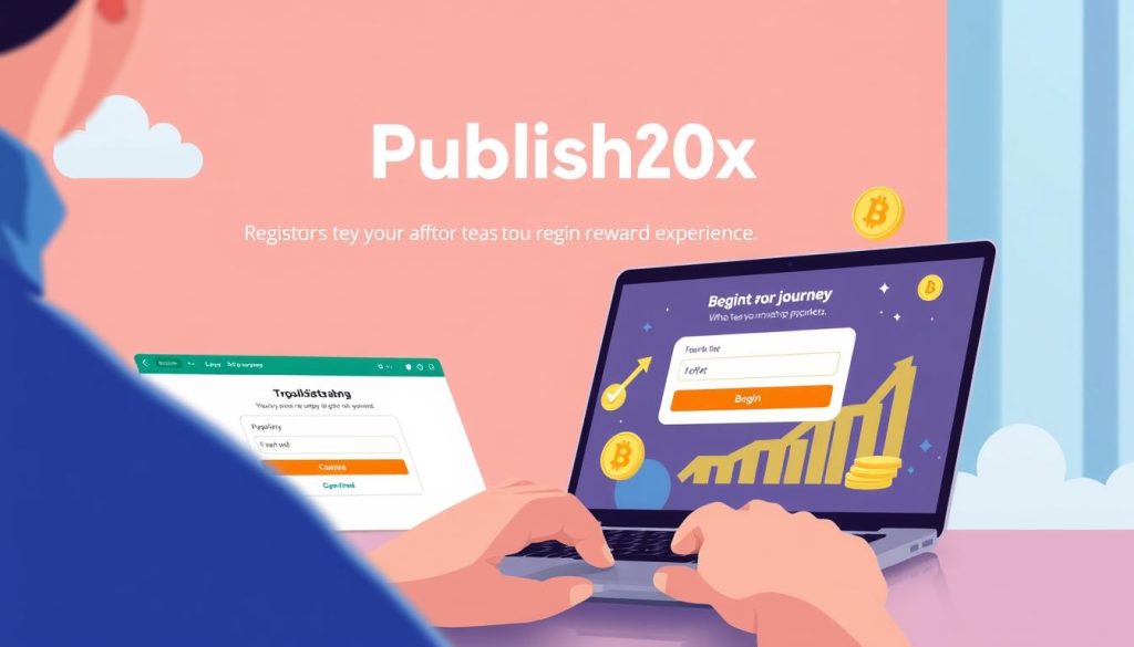 Person starting their journey on Publish0x and earning cryptocurrency